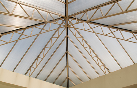 Up view Roof frame and Translucent roof abstract construction