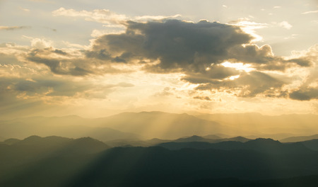 Scenic view of sunrise mountains layer evening at north thailand mountain rangeの写真素材