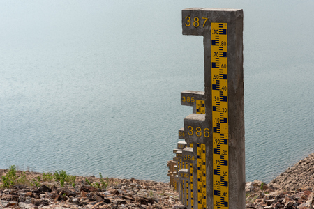 Bar stool for Water Level Meter in the damの写真素材