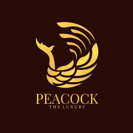Gold abstract peacock luxury logo sign vector designのイラスト素材