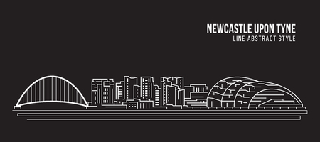 Cityscape Building Line art Vector Illustration design - Newcastle upon Tyne cityのイラスト素材