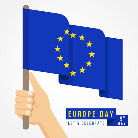 Europe day with hand hold european flagのイラスト素材
