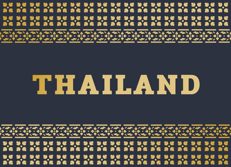 Gold Thailand Text On Gold Line Thai Flower Texture Frame