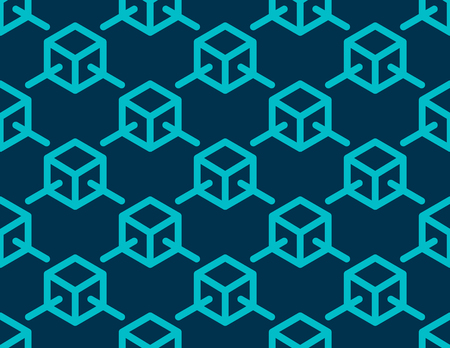Blockchain concept with Blue block link to block texture background vector designのイラスト素材