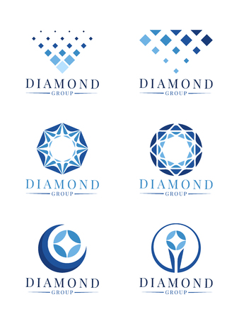 Blue abstract modern diamond logo sign vector set designのイラスト素材