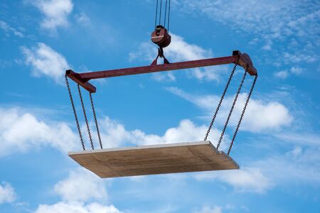 Crane up Prefabricated concrete slabs for build floor house