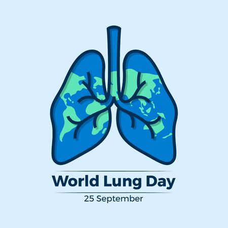 World lung day banner - simple lung sign with world map textureのイラスト素材