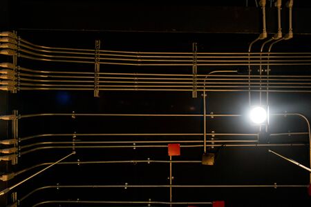 Top view of Steel pipes for wires on the ceilingの写真素材
