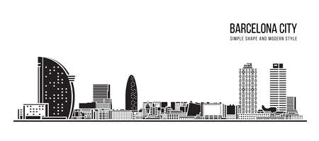 Cityscape Building Abstract shape and modern style art Vector design -  Barcelona cityのイラスト素材