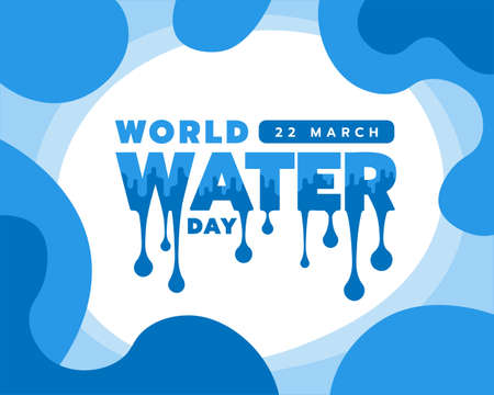 world water day banner - water word with water drop on abstract blue curve background vector designのイラスト素材
