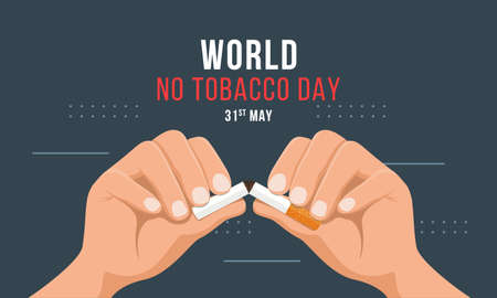 World no tobacco day with hands are breaking cigarettes vector designのイラスト素材