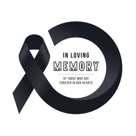 In loving memory of those who are forever in our hearts text in moern black ribbon sign roll circle frame vector designのイラスト素材
