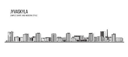 Cityscape Building Abstract Simple shape and modern style art Vector design - Jyvaskyla cityのイラスト素材