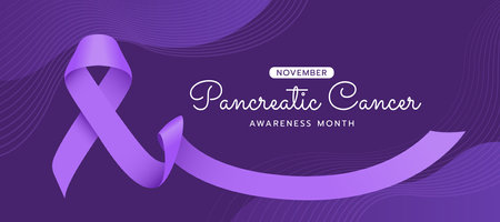 pancreatic cancer awareness month - Purple awareness ribbon sign abstract dark curve lines texture...