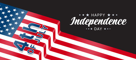 Happy independence usa day - 4th of july text on usa flag with step layer on black background vector designのイラスト素材