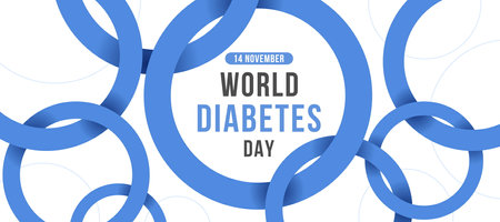 World diabetes day - Text in Universal blue circles symbol with cross to cross vector designのイラスト素材