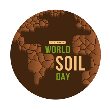 World soil day - Circle brown globe world with soil broken texture signand text vector designのイラスト素材