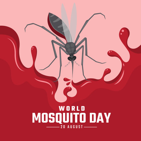 World mosquito day - Mosquito drinking red large blood steam texture background vector designのイラスト素材
