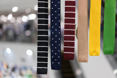 neckties showcase at storeの写真素材