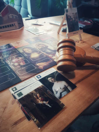 auction game with painting on the table board gameのeditorial素材