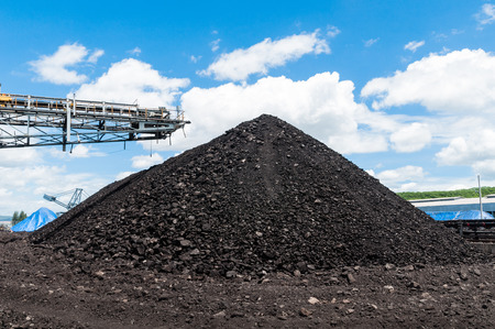 Coal stacker and Coal Reclaimer are mining machinery, or mining equipment in the mining industry that large or huge machine used in bulk material handling in stockpile as the Coal Production.の写真素材