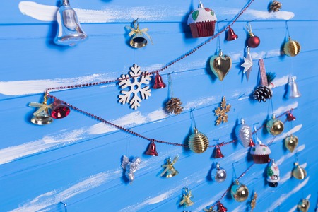 Christmas toys and textures. Decoration and gifts.の写真素材