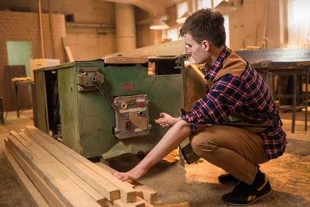 Carpenter is studying,works with the toolsの写真素材