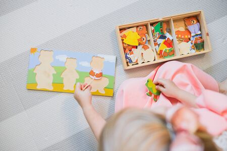 A child plays with educational gamesの写真素材