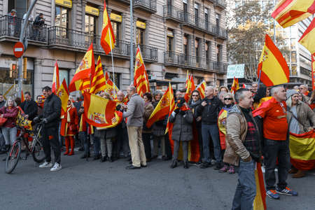 Barcelona, Catalonia, Spain, December 6, 2017: people on rally support for independence of Catalunyaのeditorial素材