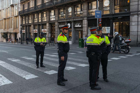 Barcelona, Catalonia, Spain, December 6, 2017: people on rally support for independence of Catalunyaのeditorial素材