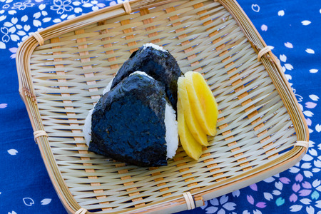 Rice ball and pickled radish