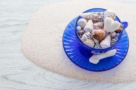 Teacup packed with tropical memoriesの写真素材