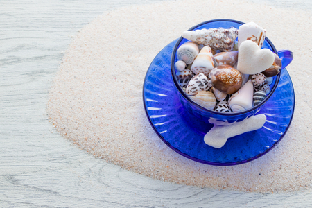 Teacup packed with tropical memoriesの写真素材