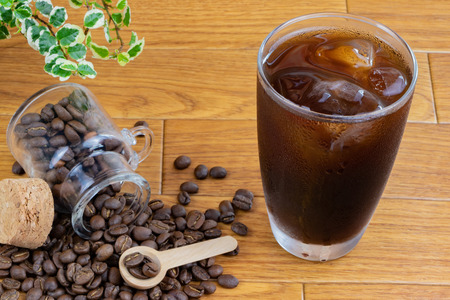 Coffee bean and ice coffeeの写真素材