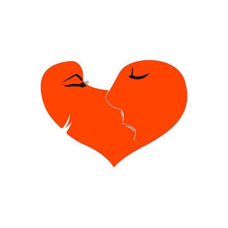 Couple Lipkiss Kissing Illustration Vector Designのイラスト素材