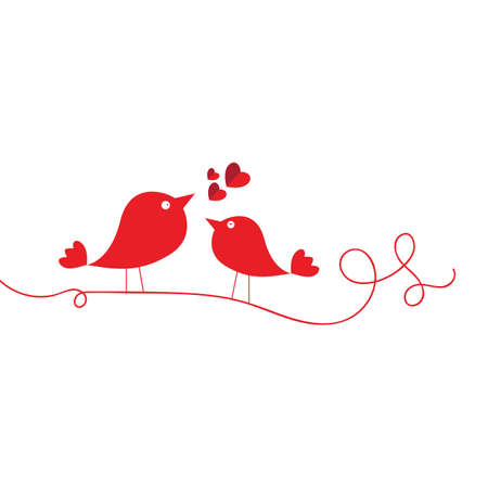 Love Birds Tree Branch With Romantic Heartのイラスト素材