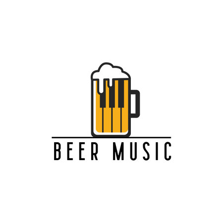 Creative Beer Glass Piano Music Logo Designのイラスト素材