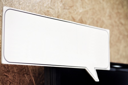 White singage blank on wall.の写真素材