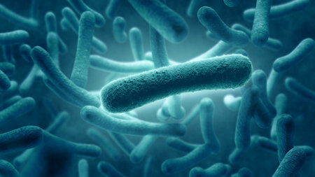 3D rendering, Bacteria seen under a scanning microscope.の写真素材