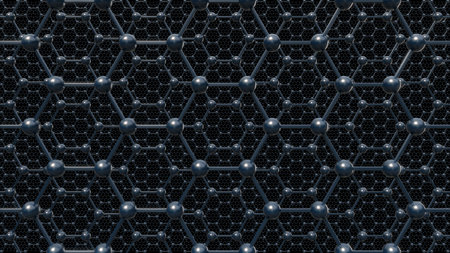 Graphene chemical structure, Nanotechnology concept, 3D rendering.の写真素材