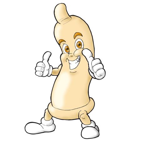happy brown condom smiling; isolated illustrationの写真素材