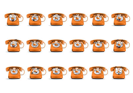 Illustration of a telephone avatar icon set on isolated white backgroundの写真素材