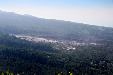 photograph of volcano eruption effect in Java  island