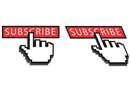 illustration of a sign marketing hand  press-subscribe button on isolated white background