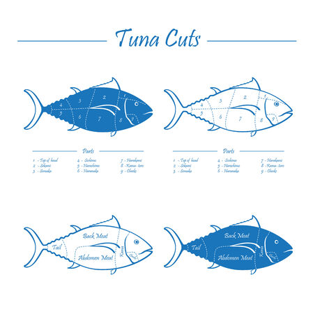 TUNA cuts - blue on whiteのイラスト素材
