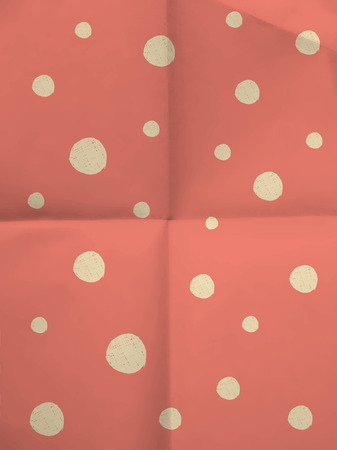 Pink wrapping paper with big white dots on folded in four paper texture - vintage backgroundのイラスト素材