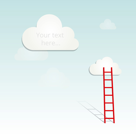 Red ladder on the cloud, success idea concept illustration on light background, copy spaceのイラスト素材