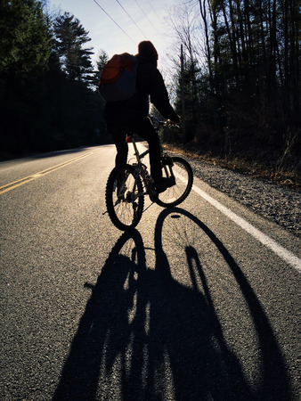 Riding mountain bike in the forest, mtb.の写真素材
