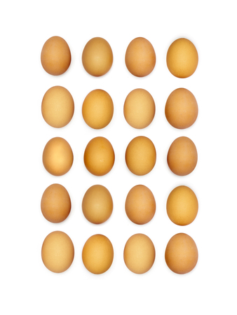 Happy Easter in rows of twenty brown eggs.の写真素材