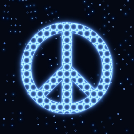 Blue electronic glowing peace symbolの写真素材
